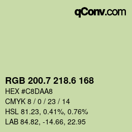 カラーコード: RGB 200.7 218.6 168 | qconv.com