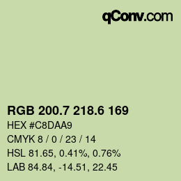 カラーコード: RGB 200.7 218.6 169 | qconv.com