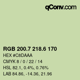 カラーコード: RGB 200.7 218.6 170 | qconv.com