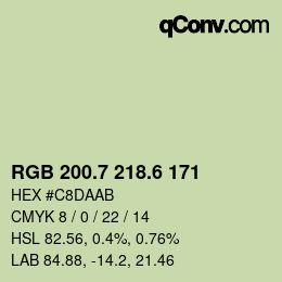 カラーコード: RGB 200.7 218.6 171 | qconv.com
