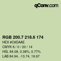 カラーコード: RGB 200.7 218.6 174 | qconv.com