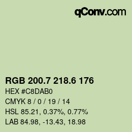カラーコード: RGB 200.7 218.6 176 | qconv.com