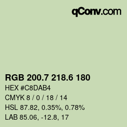 カラーコード: RGB 200.7 218.6 180 | qconv.com