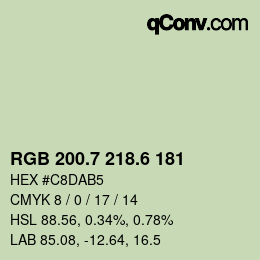 カラーコード: RGB 200.7 218.6 181 | qconv.com