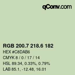 カラーコード: RGB 200.7 218.6 182 | qconv.com