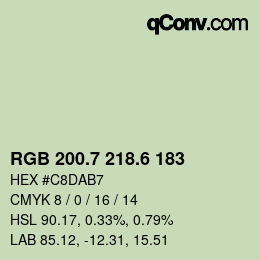 カラーコード: RGB 200.7 218.6 183 | qconv.com