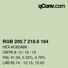 カラーコード: RGB 200.7 218.6 184 | qconv.com