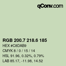カラーコード: RGB 200.7 218.6 185 | qconv.com