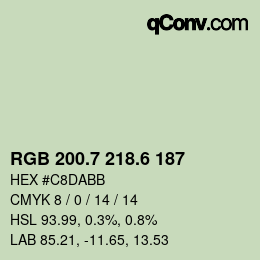 カラーコード: RGB 200.7 218.6 187 | qconv.com
