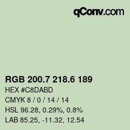 カラーコード: RGB 200.7 218.6 189 | qconv.com