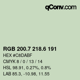 カラーコード: RGB 200.7 218.6 191 | qconv.com