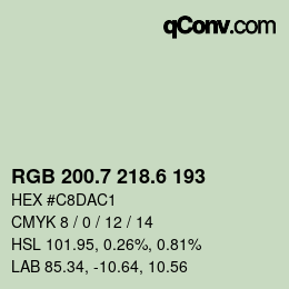 カラーコード: RGB 200.7 218.6 193 | qconv.com