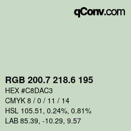 カラーコード: RGB 200.7 218.6 195 | qconv.com