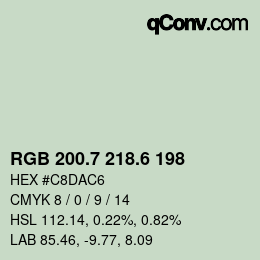カラーコード: RGB 200.7 218.6 198 | qconv.com