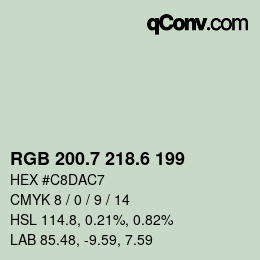 カラーコード: RGB 200.7 218.6 199 | qconv.com