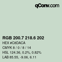 カラーコード: RGB 200.7 218.6 202 | qconv.com