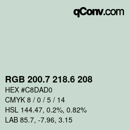 カラーコード: RGB 200.7 218.6 208 | qconv.com