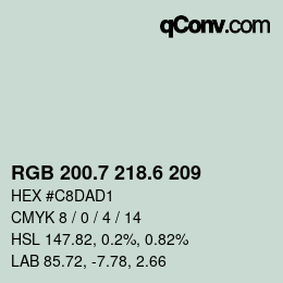 カラーコード: RGB 200.7 218.6 209 | qconv.com