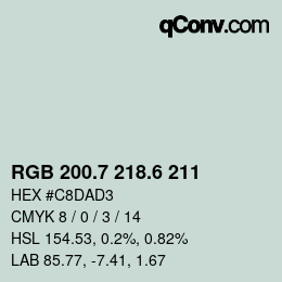 カラーコード: RGB 200.7 218.6 211 | qconv.com