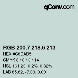 カラーコード: RGB 200.7 218.6 213 | qconv.com