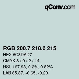 カラーコード: RGB 200.7 218.6 215 | qconv.com