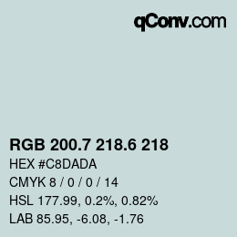 カラーコード: RGB 200.7 218.6 218 | qconv.com