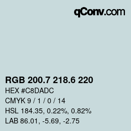 カラーコード: RGB 200.7 218.6 220 | qconv.com