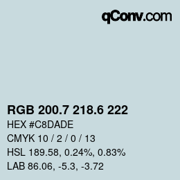 カラーコード: RGB 200.7 218.6 222 | qconv.com