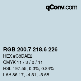 カラーコード: RGB 200.7 218.6 226 | qconv.com