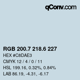 カラーコード: RGB 200.7 218.6 227 | qconv.com