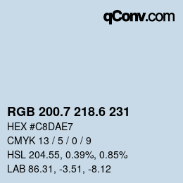 カラーコード: RGB 200.7 218.6 231 | qconv.com