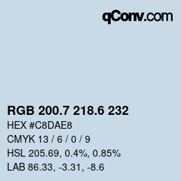 カラーコード: RGB 200.7 218.6 232 | qconv.com