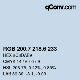 カラーコード: RGB 200.7 218.6 233 | qconv.com