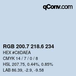 カラーコード: RGB 200.7 218.6 234 | qconv.com