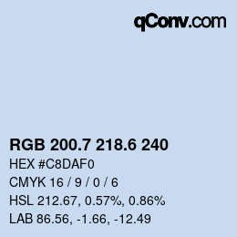 カラーコード: RGB 200.7 218.6 240 | qconv.com