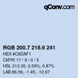 カラーコード: RGB 200.7 218.6 241 | qconv.com
