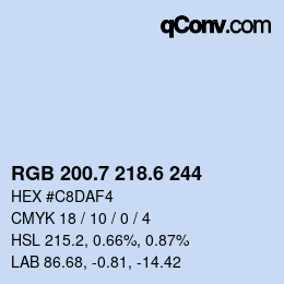 カラーコード: RGB 200.7 218.6 244 | qconv.com