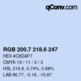 カラーコード: RGB 200.7 218.6 247 | qconv.com