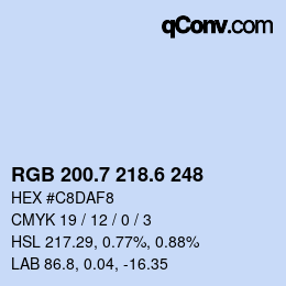 カラーコード: RGB 200.7 218.6 248 | qconv.com