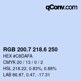 カラーコード: RGB 200.7 218.6 250 | qconv.com