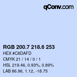 カラーコード: RGB 200.7 218.6 253 | qconv.com