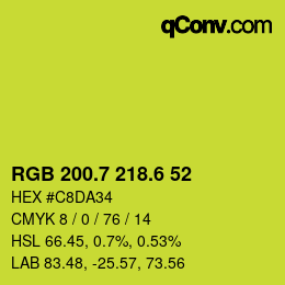 カラーコード: RGB 200.7 218.6 52 | qconv.com