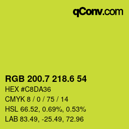 カラーコード: RGB 200.7 218.6 54 | qconv.com