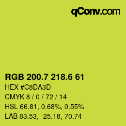 カラーコード: RGB 200.7 218.6 61 | qconv.com