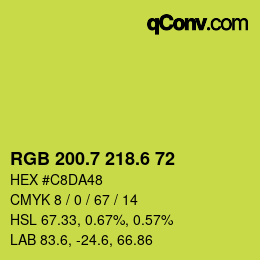 カラーコード: RGB 200.7 218.6 72 | qconv.com