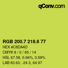 カラーコード: RGB 200.7 218.6 77 | qconv.com