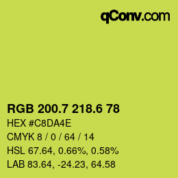 カラーコード: RGB 200.7 218.6 78 | qconv.com