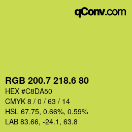 カラーコード: RGB 200.7 218.6 80 | qconv.com