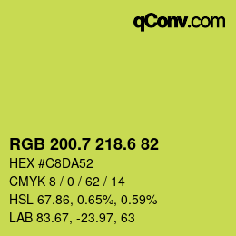 カラーコード: RGB 200.7 218.6 82 | qconv.com