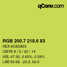 カラーコード: RGB 200.7 218.6 83 | qconv.com